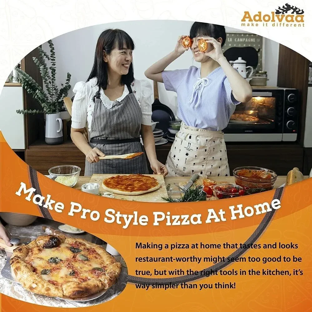 Pizza Peel and Pizza Cutter Set - Oven Spatula for Turning & Precision Cutting